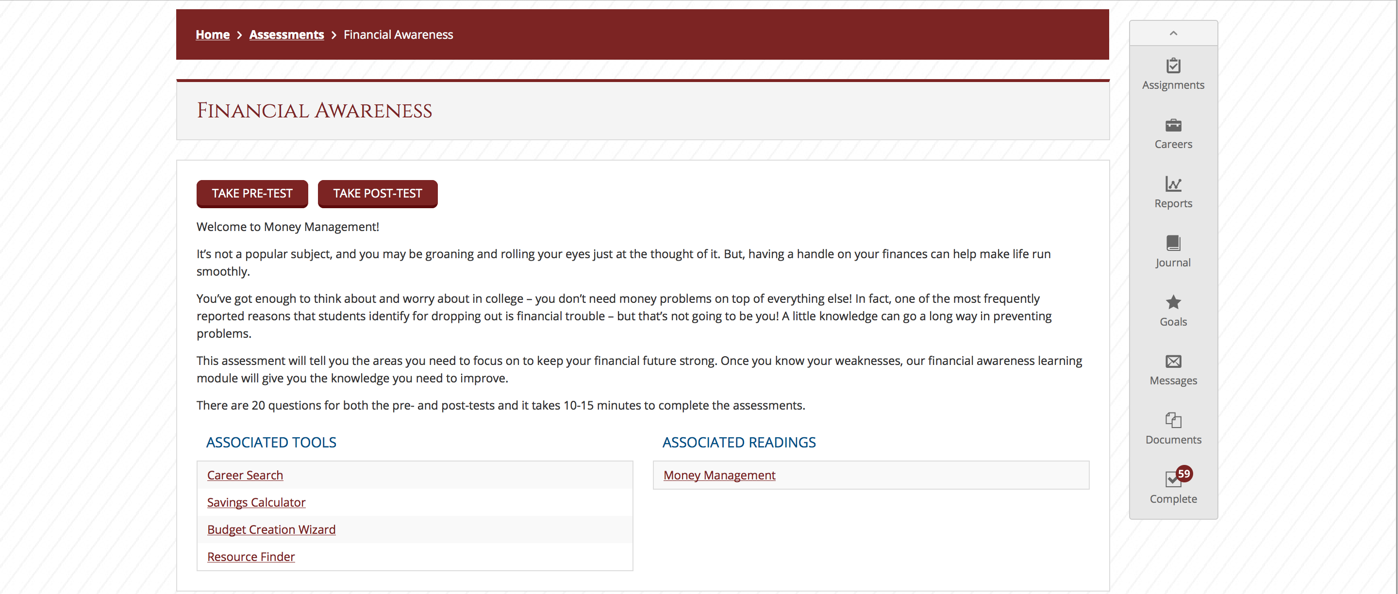 Financial Awareness Screenshot